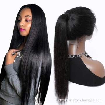 China Natural Color Long Swiss Lace Straight Hair Wig For Black Women 100% Raw Indian Human Hair Lace Front WigChina Natural Col